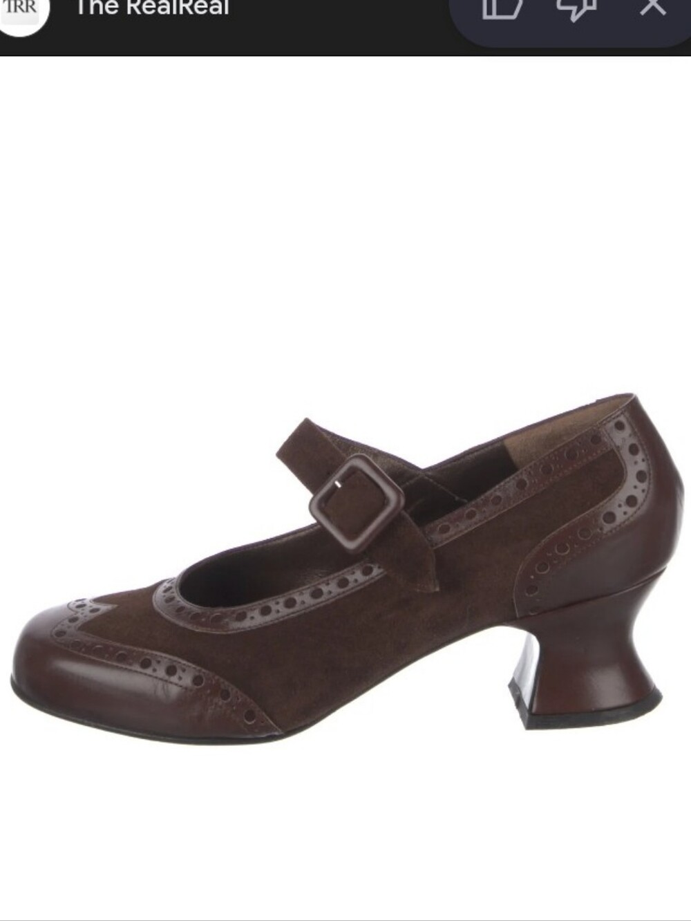 Peter Fox Brown Mary Jane Heels with Brogue Accent